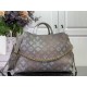 Louis Vuitton M23395 Bella Tote handbag combines a bucket bag  travel bag with perforated cow leather