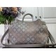 Louis Vuitton M23395 Bella Tote handbag combines a bucket bag  travel bag with perforated cow leather