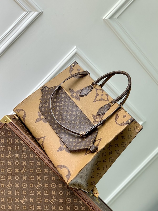 Louis Vuitton M46823 OnTheGo Voyage Monogram Reverse Canvas Women Tote Handbag