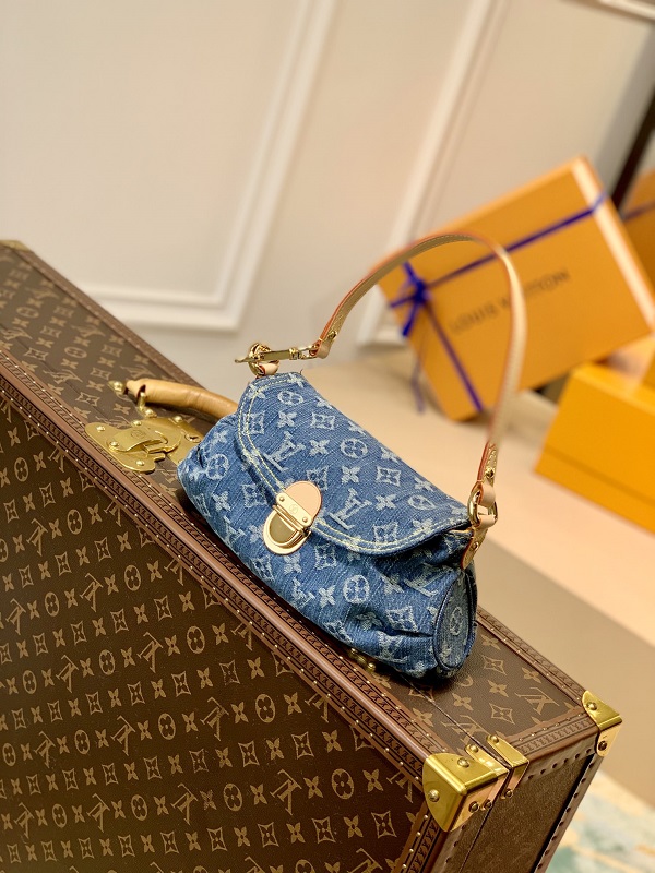 Louis Vuitton M95050 Monogram Denim Blue Mini Pleaty Shoulder Bag