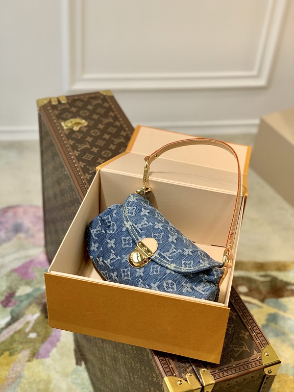 Louis Vuitton M95050 Monogram Denim Blue Mini Pleaty Shoulder Bag