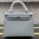 Hermès Kelly 25 Epsom Women's Handbag Light Blue