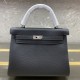 Hermès kelly 28 Togo Real Leather Women's Shoulder Handbag Black