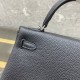 Hermes  kelly 25 Togo Women's real leather shoulder bag Black