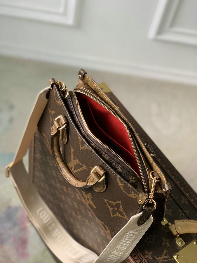 Louis Vuitton M46653 OnTheGo East West Monogram Reverse Canvas Tote Bag