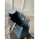 Louis Vuitton M46871 OnTheGo MM Monogram Denim Tote Handbag Blue