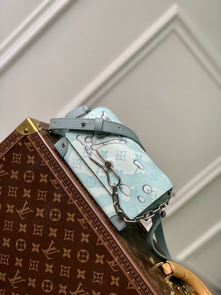 Louis Vuitton M22637  Steamer Wearable Wallet Shoulder Bag Blue Monogram Aqua Garden PVC coated canvas