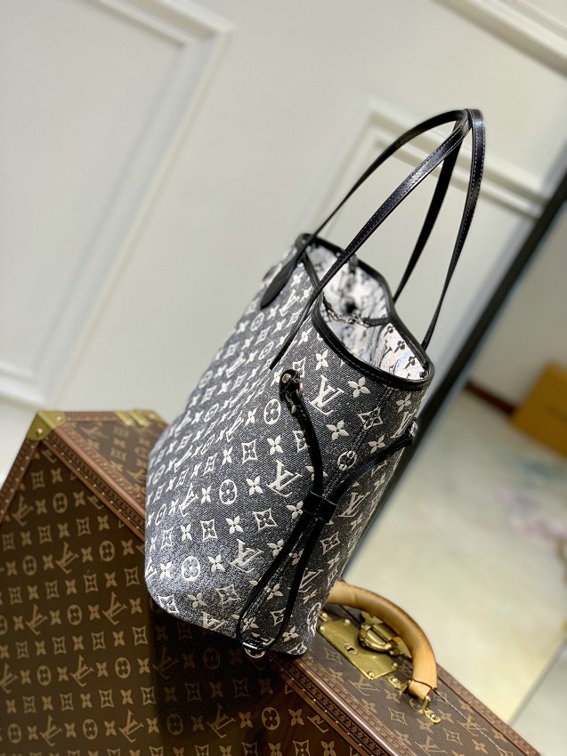  Louis Vuitton M21465  Women Denim Neverfull  Monogram Shopper Bag Totes