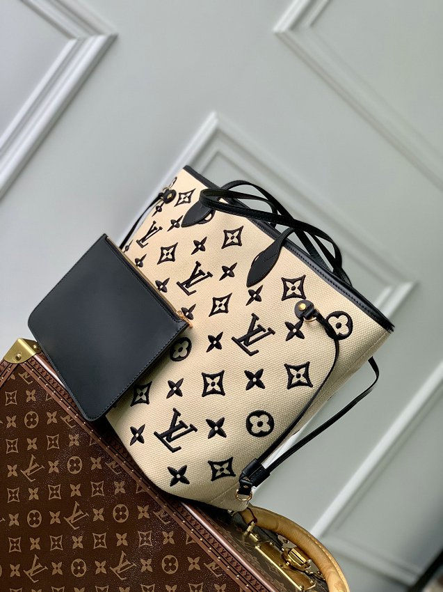 Louis Vuitton M22838 Neverfull MM Lotus cotton Black Beige 