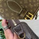 Louis Vuitton M95226 Brown Monogram black canvas presbyopic shoulder bag handbag gold hardware detachable shoulder strap