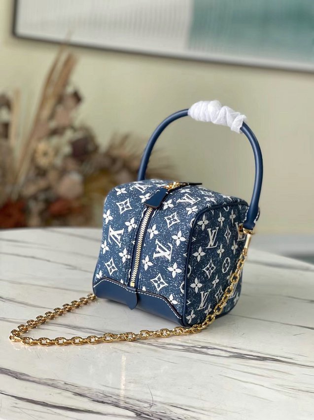 Louis Vuitton M59611 Monogram Square Bag Denim Blue Navy Blue