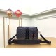 Louis Vuitton N40280 Utility Messenger Shoulder Bag Grey Black Leather