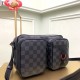 Louis Vuitton N40280 Utility Messenger Shoulder Bag Grey Black Leather