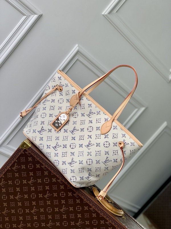 Louis Vuitton M24905 Neverfull MM Mid Size Natural Tote Shoulder Bag