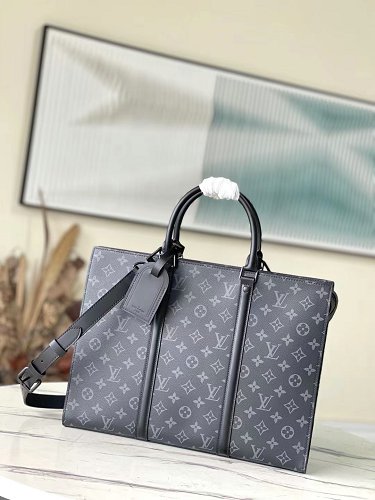  Louis Vuitton M45265 LV SAC PLAT HORIZONTAL ZIPPE Monogram Eclipse Suitcase Bag 