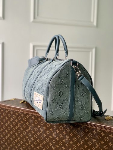 Louis Vuitton M22532 Keepall Bandoulière 50 Bandoulière Monogram Washed Denim coated canvas