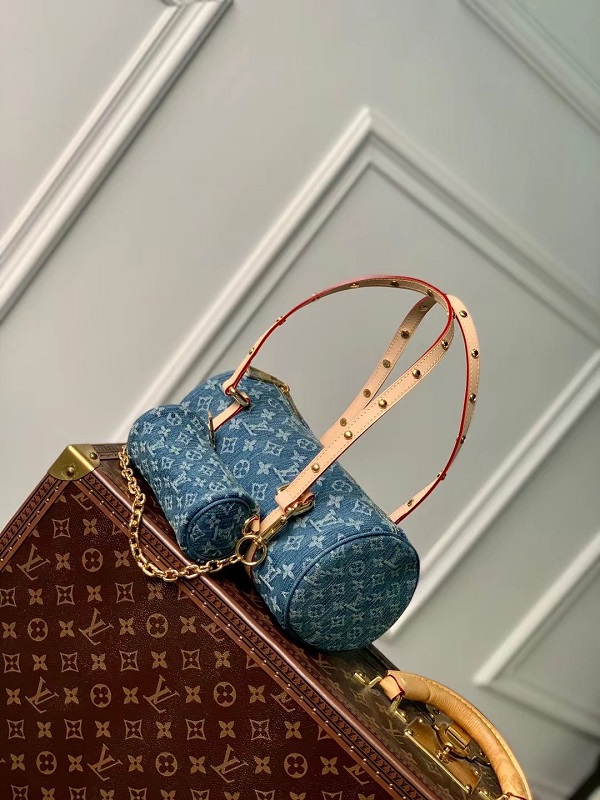 Louis Vuitton M46830 Outlet  Papillon Denim Blue On Sale Tote Bag