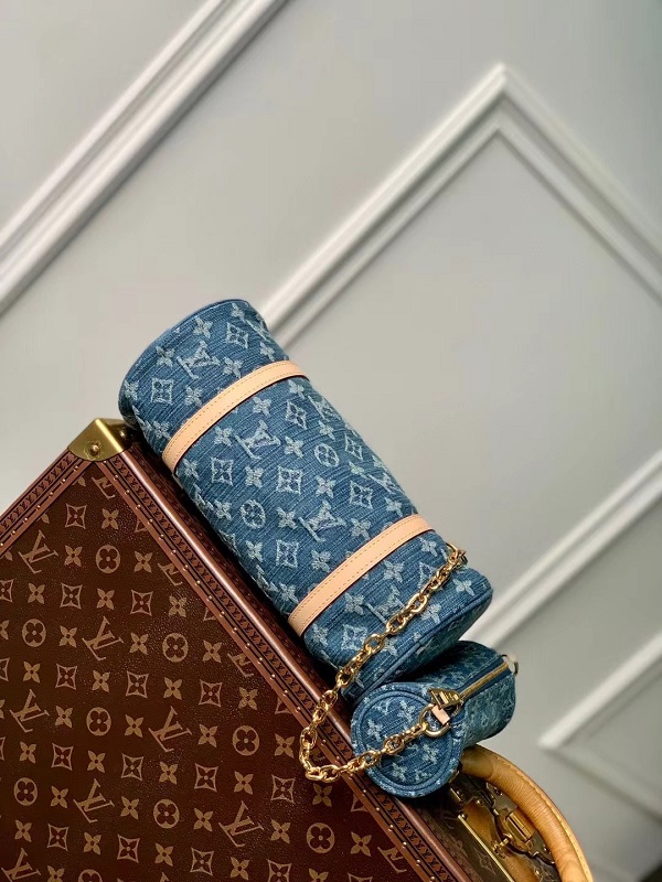 Louis Vuitton M46830 Outlet  Papillon Denim Blue On Sale Tote Bag