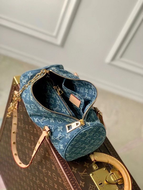 Louis Vuitton M46830 Outlet  Papillon Denim Blue On Sale Tote Bag