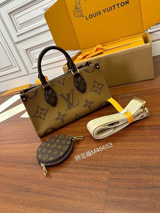 Louis Vuitton M46653 OnTheGo East West Monogram Reverse Canvas Tote Bag