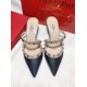 Valentino Rockstud Caged 100 Grainy Leather Pumps High Heels Ball Shoes Black