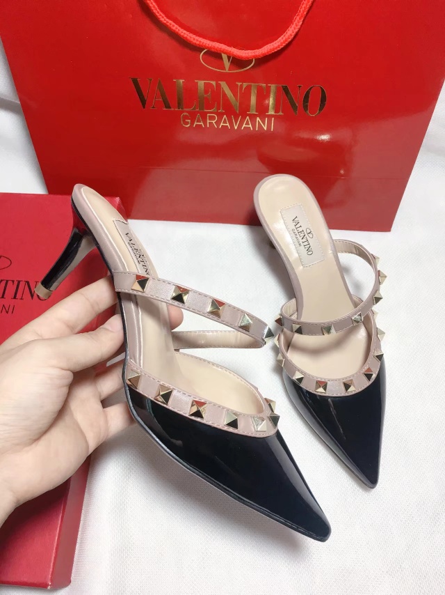 Valentino Rockstud Caged 100 Patent Pumps High Heels Ball Shoes Black