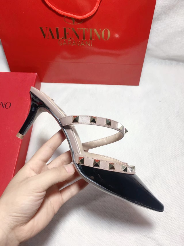 Valentino Rockstud Caged 100 Patent Pumps High Heels Ball Shoes Black