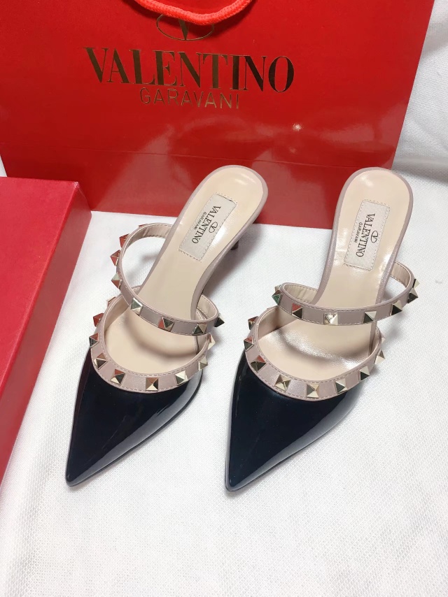 Valentino Rockstud Caged 100 Patent Pumps High Heels Ball Shoes Black