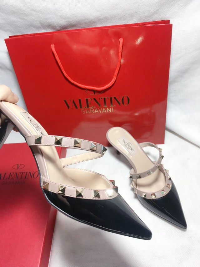 Valentino Rockstud Caged 100 Patent Pumps High Heels Ball Shoes Black