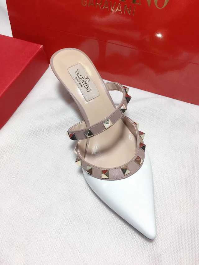 Valentino Rockstud Caged 100 Grainy Leather Pumps High Heels Ball Shoes White