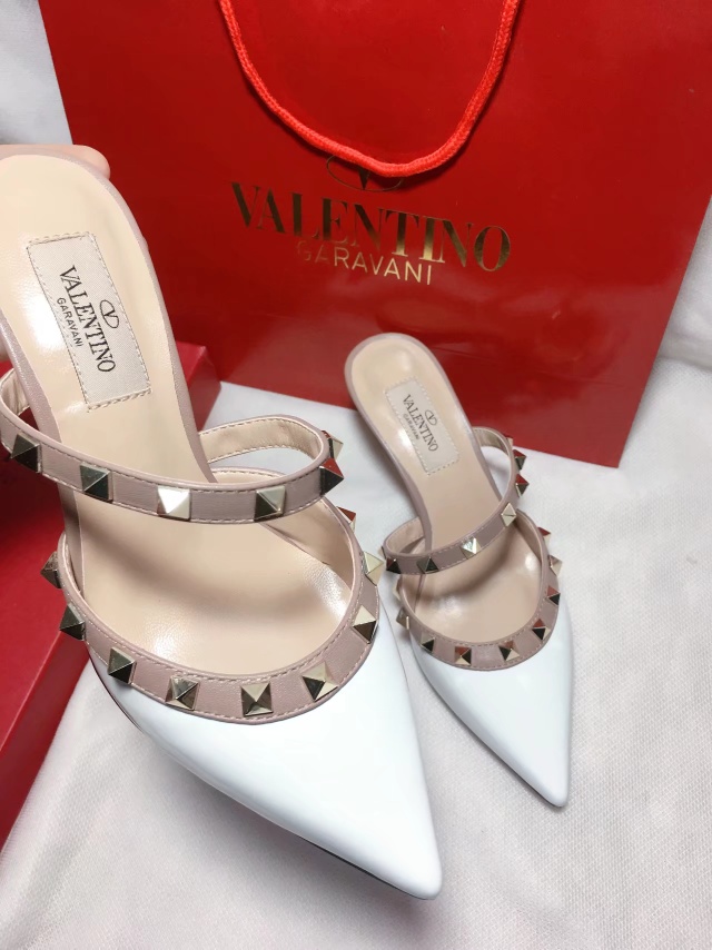 Valentino Rockstud Caged 100 Grainy Leather Pumps High Heels Ball Shoes White