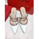 Valentino Rockstud Caged 100 Grainy Leather Pumps High Heels Ball Shoes White