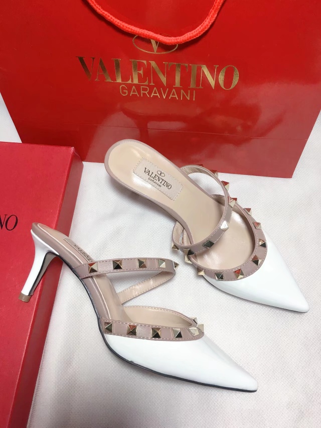 Valentino Rockstud Caged 100 Grainy Leather Pumps High Heels Ball Shoes White