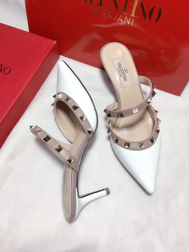 Valentino Rockstud Caged 100 Grainy Leather Pumps High Heels Ball Shoes White