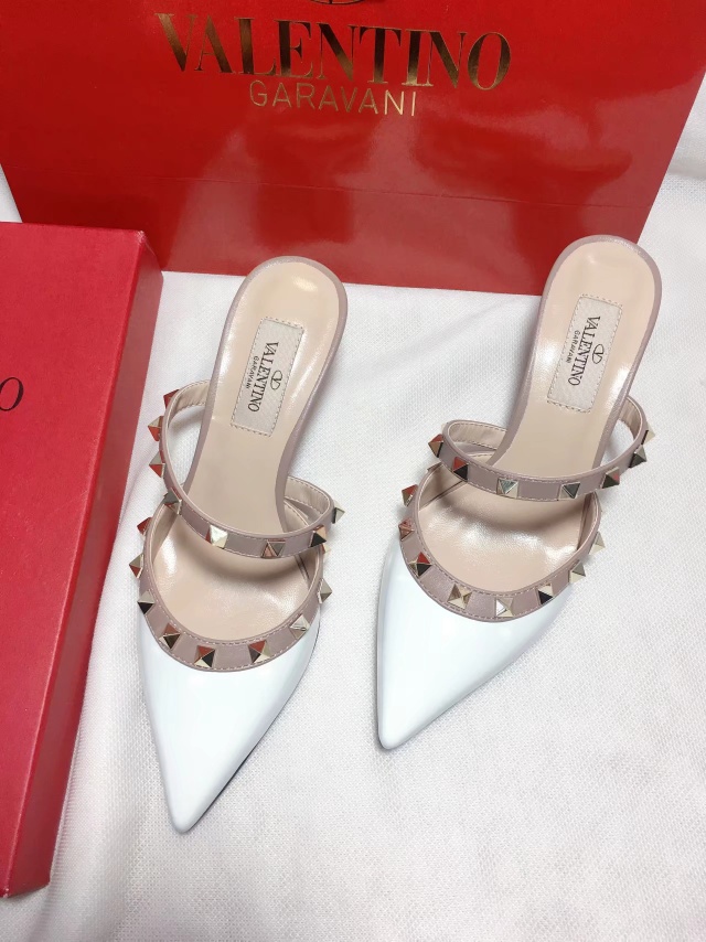 Valentino Rockstud Caged 100 Grainy Leather Pumps High Heels Ball Shoes White