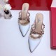 Valentino Rockstud Caged 100 Grainy Leather Pumps High Heels Ball Shoes White