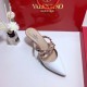 Valentino Rockstud Caged 100 Grainy Leather Pumps High Heels Ball Shoes White