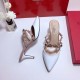 Valentino Rockstud Caged 100 Grainy Leather Pumps High Heels Ball Shoes White