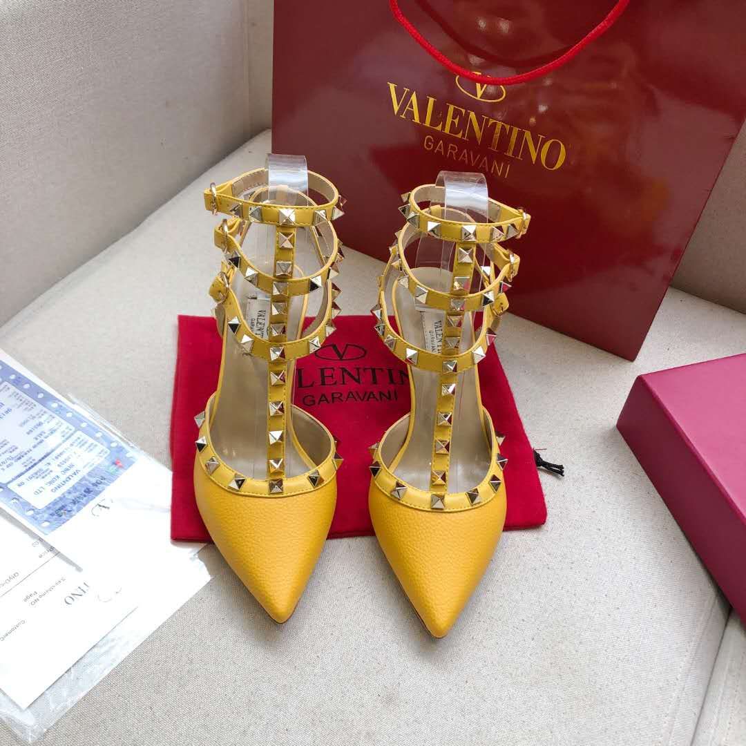 Valentino Rockstud Caged Slingback Grainy Leather Pumps High Heels