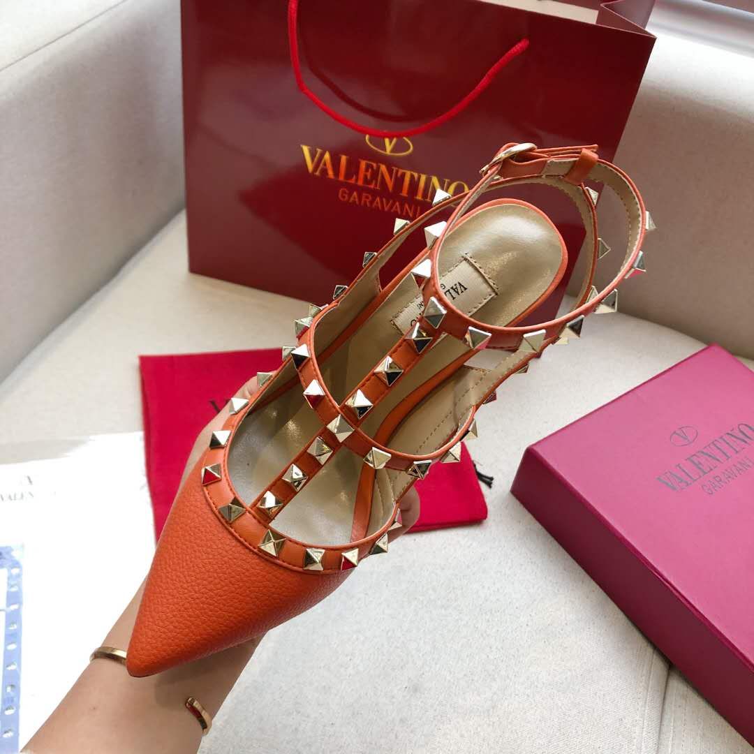 Valentino Rockstud Caged Slingback Grainy Leather Pumps High Heels