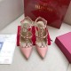 Valentino Rockstud Caged Slingback Grainy Leather Pumps High Heels