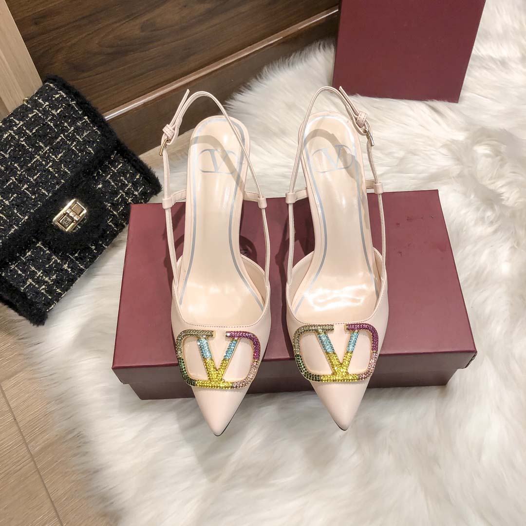 Valentino Rockstud Caged Slingback Vlogo Pumps High Heels