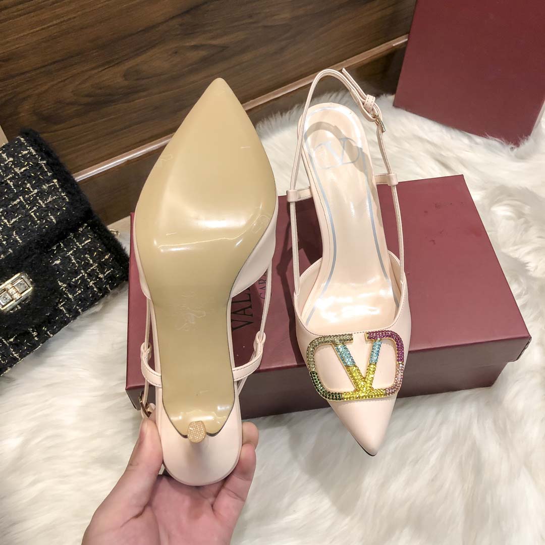 Valentino Rockstud Caged Slingback Vlogo Pumps High Heels