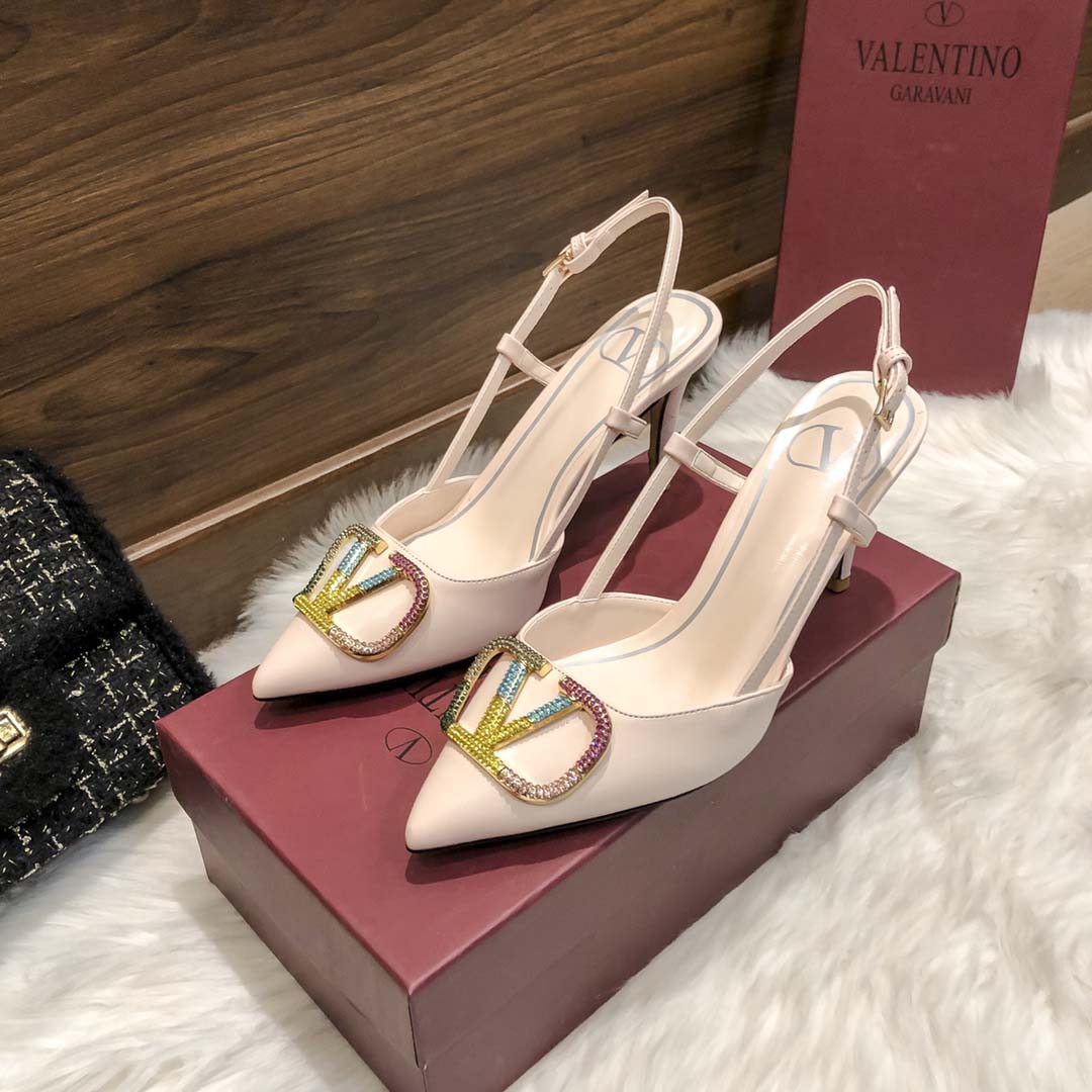 Valentino Rockstud Caged Slingback Vlogo Pumps High Heels