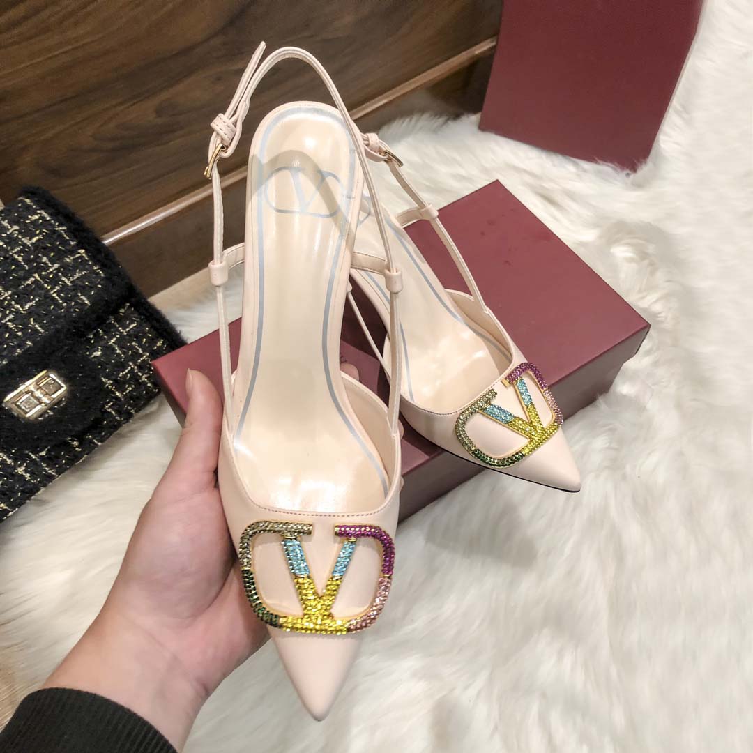 Valentino Rockstud Caged Slingback Vlogo Pumps High Heels