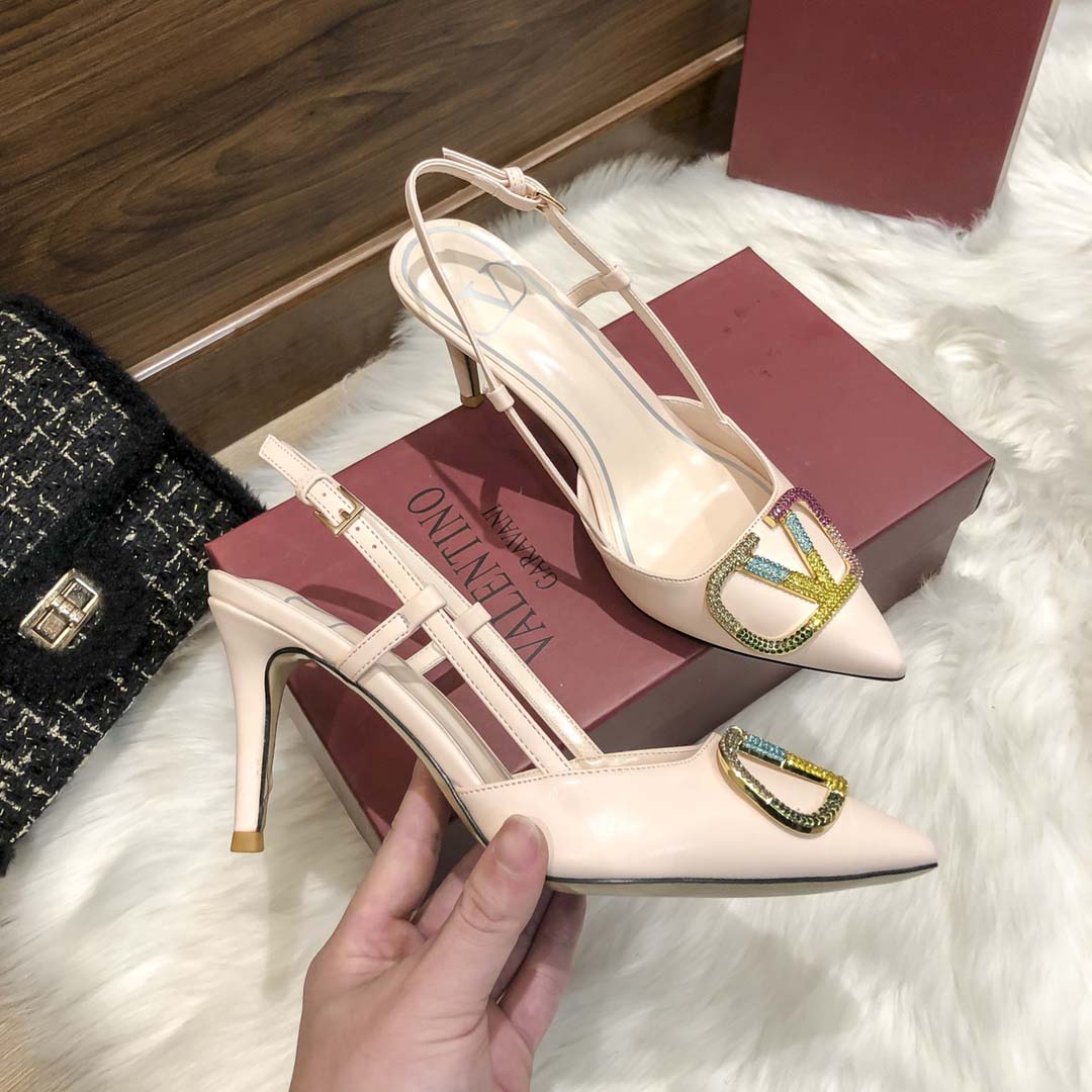 Valentino Rockstud Caged Slingback Vlogo Pumps High Heels