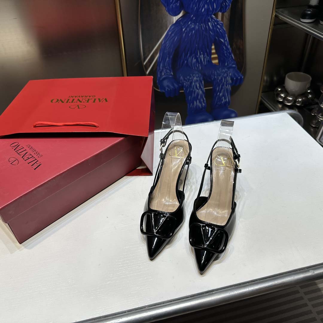 Valentino Vlogo Slingback Patent Pumps High Heels Ball Shoes 