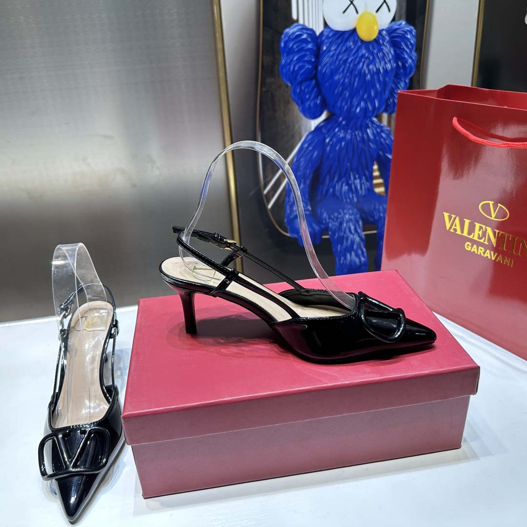 Valentino Vlogo Slingback Patent Pumps High Heels Ball Shoes 