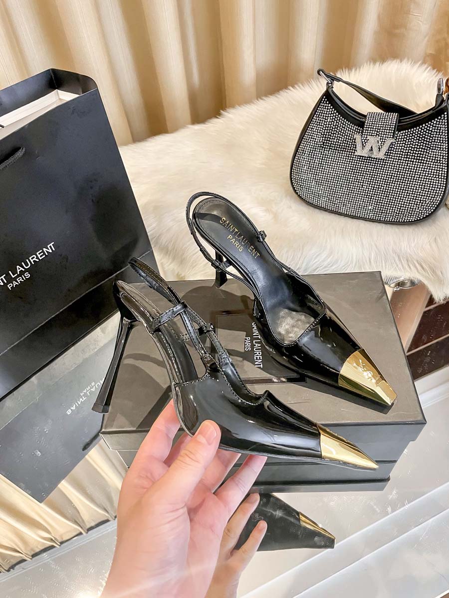 YSL Pumps Real Leather High Heels Shoes 