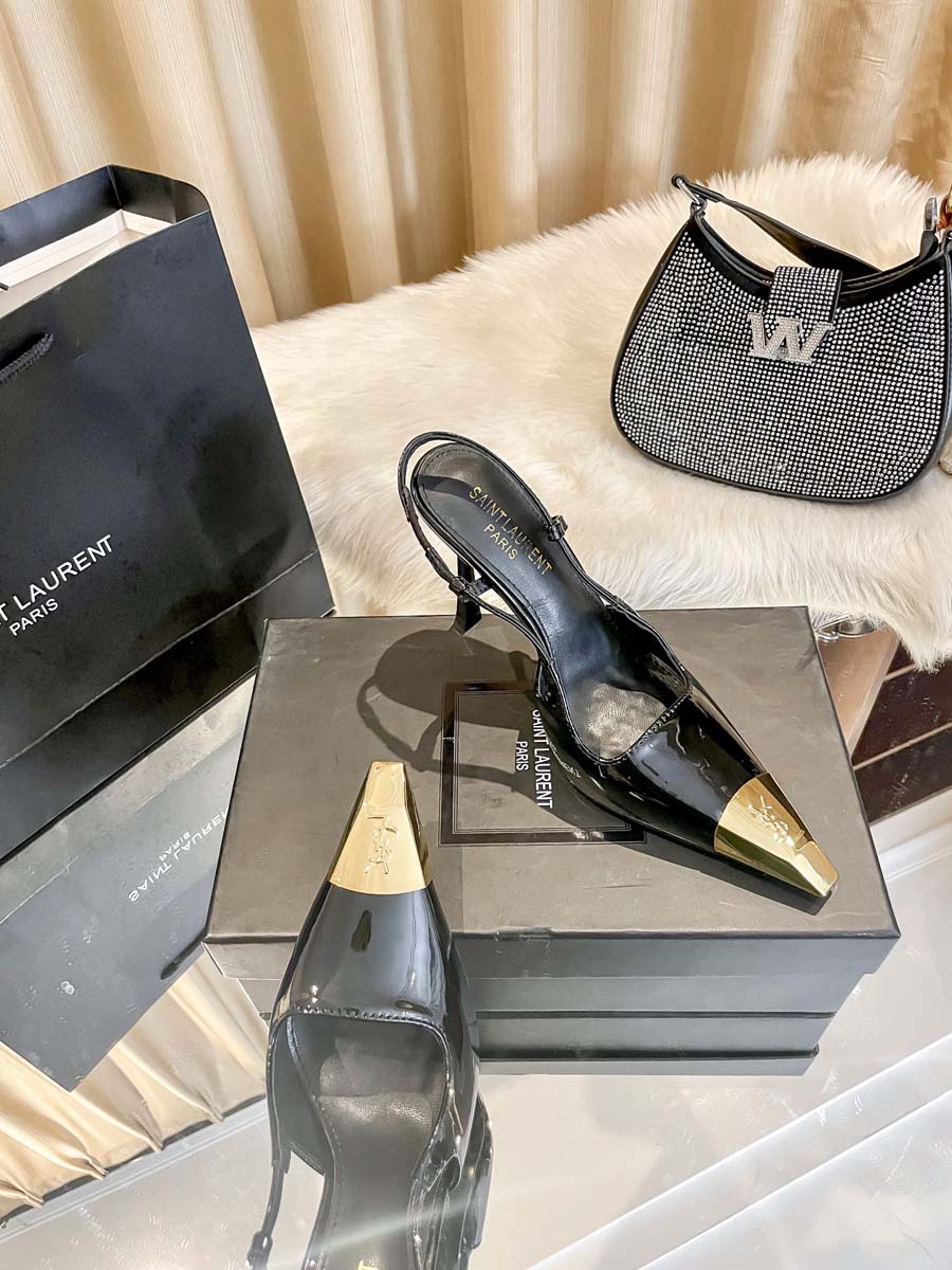 YSL Pumps Real Leather High Heels Shoes 